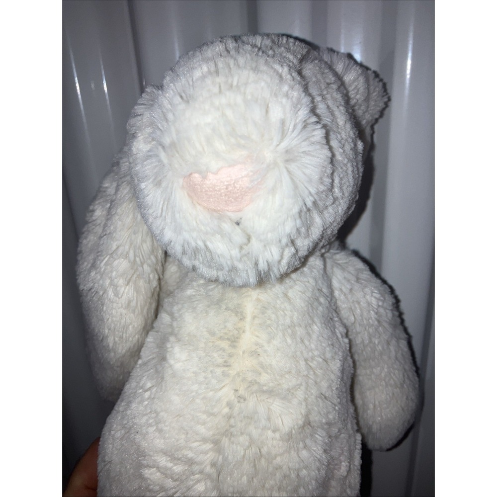 Jellycat Cream Bashful Bunny Rabbit Pink Nose 12" Plush Stuffed Animal